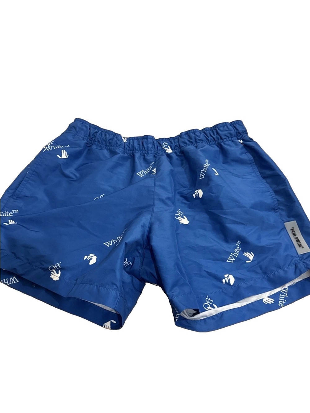 Off-White Blue and White Logo-Trim Swim Briefs Size Large Swim Lined
